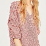 ZARA • Basic • Mini Dress • XS • Red & White • Embroidered Floral • Ruched Dress Photo 4