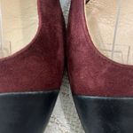 Massimo Dutti Massimo‎ Dutti Maroon Suede Ankle Strap Black Leather Chunky Heels Size 6.5/37 Photo 2