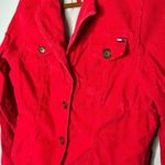 Tommy Hilfiger VINTAGE Y2K red corduroy front button flag logo jacket size large Photo 3