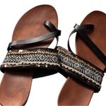 Black and Brown Strappy Jewwel Embellished Sandals Sz 7 Photo 0