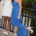 Blue High Low Jewel Encrusted Waist Chiffon Dress Size 6 Photo 1