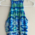Lila Rose Lily Rose Tie-Dye Maxi Dress, Blue and Green High-Neck Dress, Size XS Photo 11