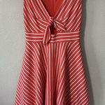 Anthropologie  Hutch Coral White Stripe‎ Tie Front Sleeveless Dress Size XSPetite Photo 0