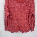 Pilcro Anthropologie Jasmine Chunky Cable Knit Sweater Small Pink Cotton Blend Photo 2
