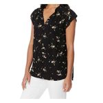 Buffalo David Bitton Womens Buffalo by David Bitton Floral Black Ditsy Flutter Sleeve Top - Sz XL Photo 2