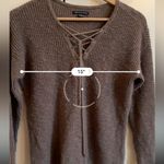 American Eagle  Brown Tie Up Sweater Waffle Knit Size Medium Photo 3