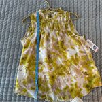 Joie NWT  Summer Porcelain Print Sleeveless Smocked Neck Satin Fern Top.‎ Small Photo 6