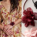 Free People  Sweetheart Flower Choker Burgundy NWT Dainty Bracelet Hair Ethereal Photo 2