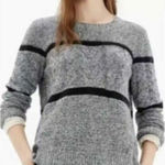 Madewell  Patternstorm Black Marled Cable Knit Striped Crewneck Sweater‎ Size XS Photo 0