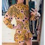 Farm Rio NWT Palms Mock Neck Sweater Long Sleeve Mini Dress in Pink & Leopard Photo 0