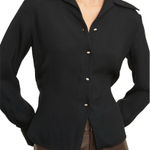 Vince fitted shaped collar blouse size 8 in black NEW business casual pearl Photo 0