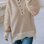 Boutique Off White Three Quarter Button Sweater Photo 2