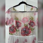 Marchesa Notte Tiered Embroidered Tulle Midi Dress Size 8 Photo 5