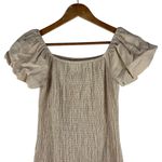Simplee Apparel Simplee Smocked Dress Size Medium NWT Tan Boho Midi Ruffle Sleeve Summer Cotton Photo 3