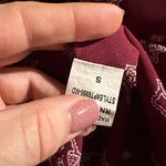 Maroon Geometric Zipper Blouse Budiness Casual Dress Shirt Red Photo 3