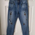 Lucky Brand  Ava Skinny Ankle Gallup Embroidered Floral Distressed Jeans … Photo 1