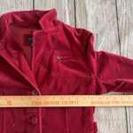 American Eagle VTG Y2K Outfitters Red Velvet Blazer Jacket Womens L Button Front Photo 2