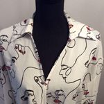 Milk & Honey Front tie Blouse XL Faces Lip Nails Womens White Photo 3