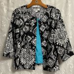 Coldwater Creek Women’s 3/4 Sleeve Lined Black White Dress Jacket Blazer Sz P14 Photo 0