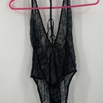 Victoria's Secret  Bodysuit Size Small Lace Lingerie Black Plunge Sexy Strappy Photo 1