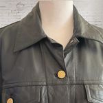 Ralph Lauren Vintage 100% Leather Button Front Jacket Navy Blue & Gold Sz. Small Photo 5