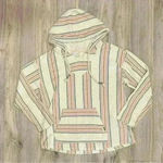 Southern Spirit Striped Beach Vacation Comfy Hoodie Poncho Sweatshirt Size S White Photo 0