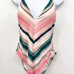 Bikini Lab Women's One Piece Swimsuit Size XXL V-Plunge Striped Thong Strappy Photo 0