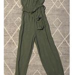 American Eagle  One Shoulder Jumpsuit Linen Blend Olive Green XS Romper Photo 0
