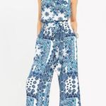 Loft Ann Taylor  Blue Paisley Print Sleeveless Wide Leg Romper Jumpsuit Size S Photo 0