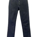ANINE BING  Button Fly Raw Hem Mid Rise Slim Jeans Charcoal Black Size 26 | 2 Photo 0