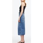 Madewell  The Rilee Denim Midi Skirt Women's 32 Blue Cotton Slit Zip Fly NWT Photo 7