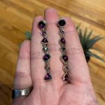 Sterling Silver Amethyst Rhodolite Topaz Dangle Drop Earrings Post Backs Photo 0