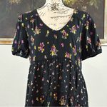 Wild Fable Size Small Black Floral V Neck Babydoll Tiered Dress Photo 1