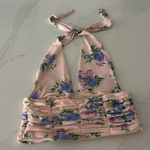 ZARA  Pink Floral Silky Rouched Halter Crop Top Photo 6