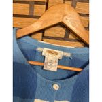 Talbots Blue White Checkered Palm Tree Embroidered Button Front Cardigan Size 2X Photo 6