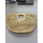 Woven Straw Half Moon Clutch Bag with Square Handle Photo 2