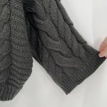 Zenana Outfitters ‎ Wide Bell Sleeves Sweater Crew Neck Pullover Gray Cable Knit Size Small Photo 6