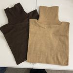 EUC Nasharr women’s‎ brown tan turtleneck under layer layering knit collars set Size undefined Photo 0