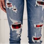 Judy Blue  Buffalo Plaid Peek-a-Boo Skinny Jeans Photo 3