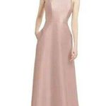 Alfred Sung NWT High Neck Halter Satin Pockets Maxi Dress 18 Toasted Sugar Pink Photo 0