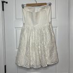 Lilly Pulitzer Brett Strapless Mini Dress Womens Medium White Floral Lace Pocket Photo 4