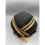 Vintage Black & Gold Striped Hat Cap Pin up military Airline Photo 1