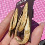 Anne Klein gold tone beige cream reflective amber double cross teardrop earrings Photo 2