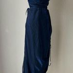 Alamour The Label Claudia Navy Ruched Draped Neck Sleeveless Strappy Back Gown M Blue Size M Photo 1