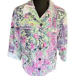 Allison Daley Petite Button-Up Blouse – Floral Patchwork – Size 14P Photo 1