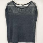 Mossimo Womens M Open Knit 100% Linen Black Blouse Gothic Grunge Punk Lagenlook Size M Photo 9