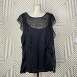 City Chic Dreamy Lace Frilled Top Black Photo 2