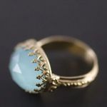 Becky Kelso Chalcedony Filigreed Engraved Ring Size 6 | Solid 14k Gold Photo 0