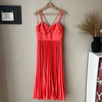 Amur Krisley Spicy Coral‎ Pleated Cocktail Midi Dress Size 4 NWT Orange Photo 1