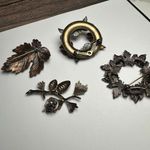 Rustic Metal Autumn Fall Leaf Brooch Pin Lot Of 4 Leaves Great For Thanksgiving Photo 12